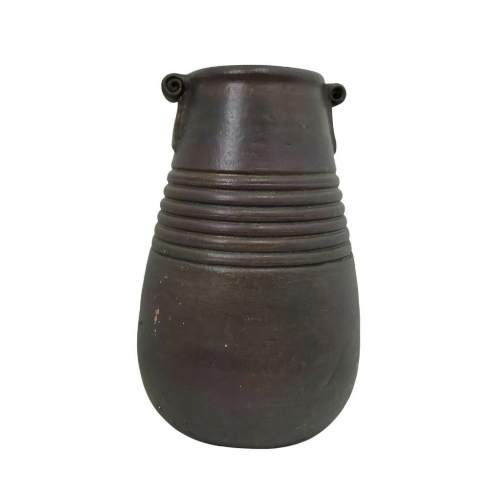 Vintage Pier One Vase Brown Vessel Jug Rustic Modern 9" tall